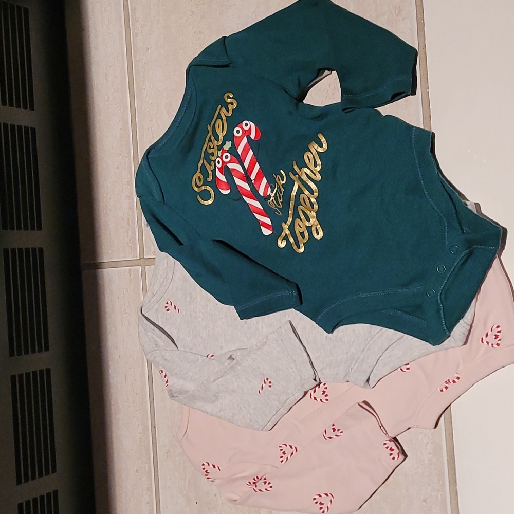 Long sleeve candy cane onesies 6-12 month Bundle